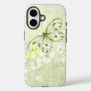Soft Green Floral & Butterfly Phone Cover