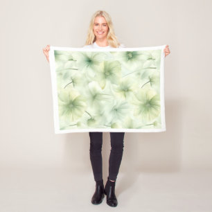Soft Green Floral Watercolor Pattern Fleece Blanke Blanket