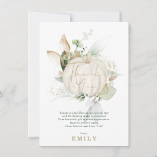 Soft Green Gold Botanical Pumpkin Bridal Shower Thank You Card