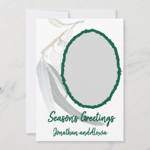 Soft green leaves minimal Christmas Holiday Card
