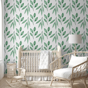 Soft Green Leaves Pattern Wallpaper