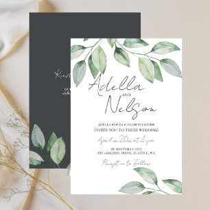 Soft Green Leaves Wedding Invitation