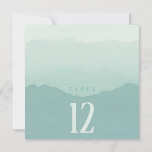 Soft green mountains wedding table number square