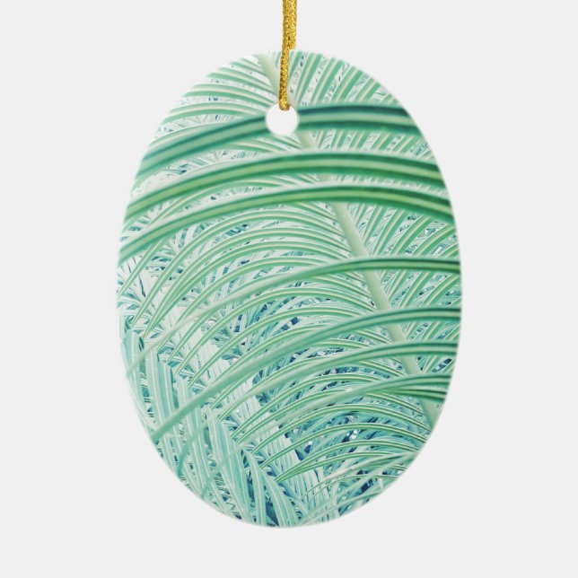 Soft Green Plant Palm Leaf Ceramic Tree Decoration (Front)