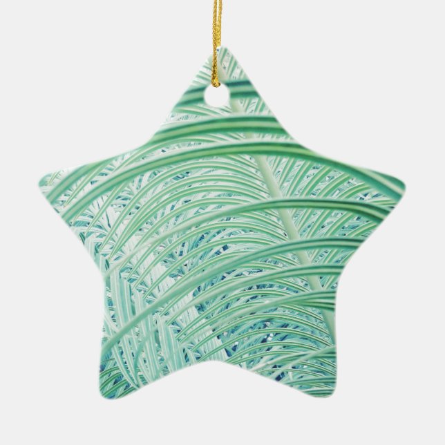 Soft Green Plant Palm Leaf Ceramic Tree Decoration (Front)
