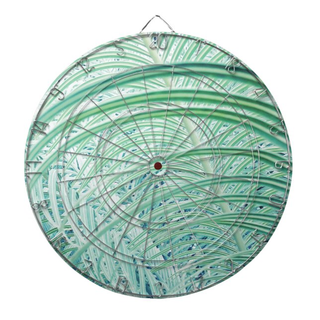 Soft Green Plant Palm Leaf Dartboard (Front)