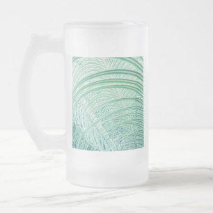 Soft Green Plant Palm Leaf Frosted Glass Beer Mug