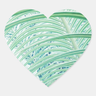 Soft Green Plant Palm Leaf Heart Sticker
