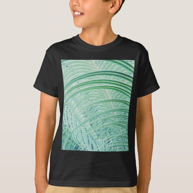 Soft Green Plant Palm Leaf T-Shirt (Front)