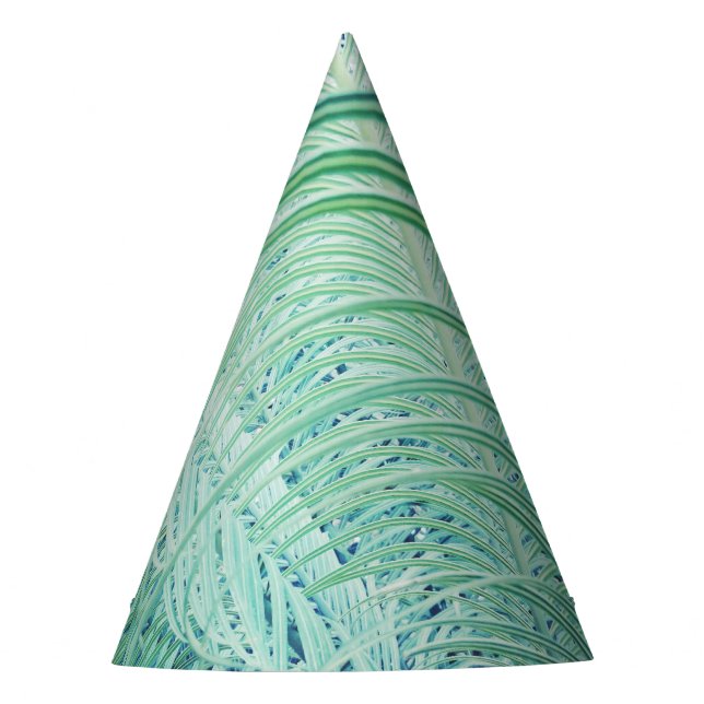 Soft Green Plant Palm Leaves Paper Hat (Front)