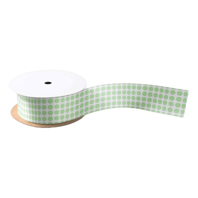 Soft Green Polka Dots Ribbon Satin Ribbon (Spool)