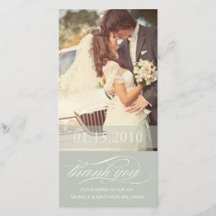 SOFT GREEN SCRIPT THANKS WEDDING THANK YOU CARD