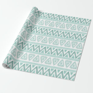 Soft Green Tribal Geometric Pattern Wrapping Paper