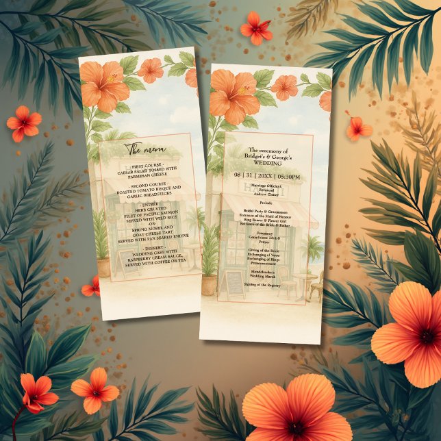 Soft Green Tropical Hawaii Destination Wedding  Programme (Creator Uploaded)