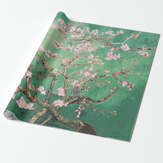 Soft Green Vincent Van Gogh Almond Blossoms Wrapping Paper (Unrolled)