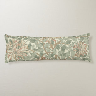 Soft Green Vintage William Morris Honeysuckle Body Cushion