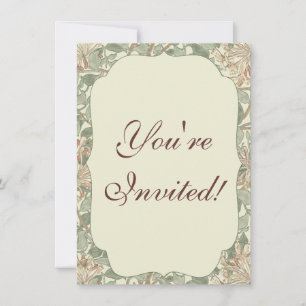 Soft Green Vintage William Morris Honeysuckle Invitation