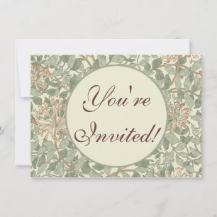 Soft Green Vintage William Morris Honeysuckle Invitation