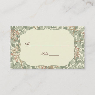 Soft Green Vintage William Morris Honeysuckle Place Card