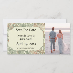 Soft Green Vintage William Morris Honeysuckle Save The Date