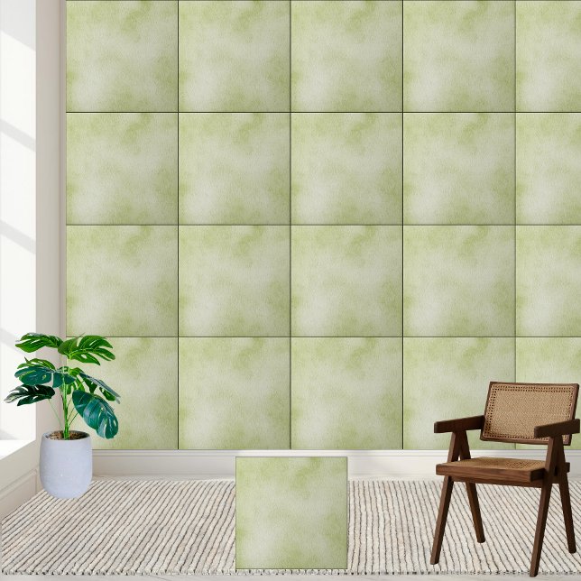 Soft Green Watercolor Texture Ceramic Tile (Soft Green Watercolor Texture Ceramic Tile)