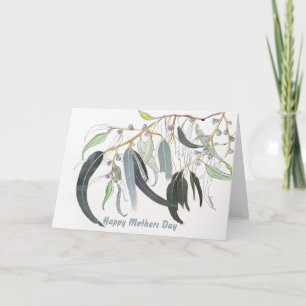 soft green watercolour gum leaf Mother's Day Card
