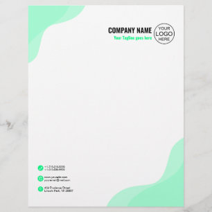 Soft green waves elegant custom letterhead