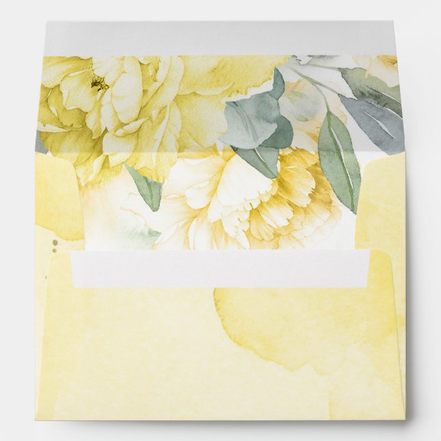 Soft Greenery and Yellow Flowers Watercolor Envelope (Back (Bottom))