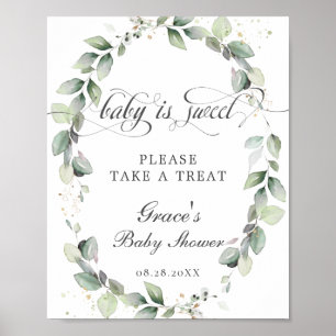 Soft Greenery Baby is Sweet Take a Treat Sign