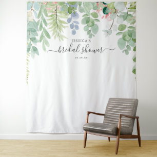 Soft Greenery Bridal Shower Backdrop Photo Booth Tapestry