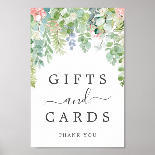Soft Greenery Gifts and Cards Sign (Front)