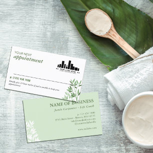 Soft Greenery Spa Massage Therapy Logo  Appointment Card