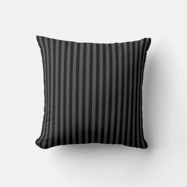 Soft grey and black pin stripe cushion (Front)