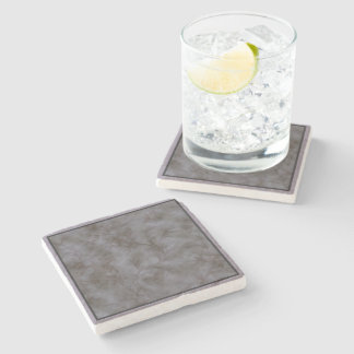 Soft grey and lavender floral scroll design stone coaster
