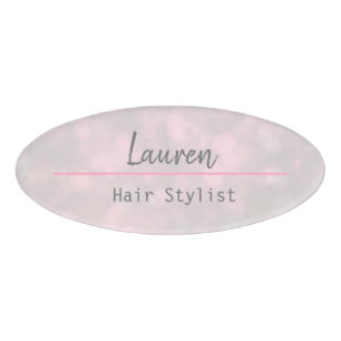 Soft grey and pink Personalised Business Name Tag