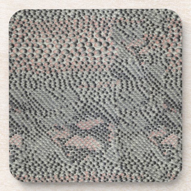Soft Grey and Pink Snake Skin Coaster (Front)