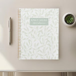 Soft Grey and Sage Foliage Custom Name Planner<br><div class="desc">Custom-designed spiral planner featuring natural elegant sage foliage pattern with custom name on soft grey colour background.</div>