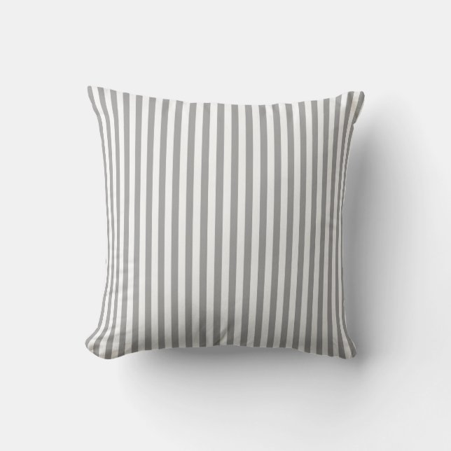 Soft grey and white stripes cushion (Front)