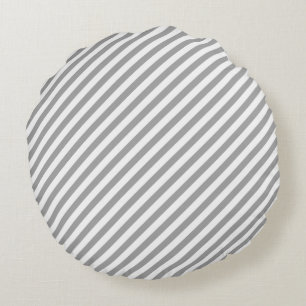 Soft Grey And White Stripes Pattern Round Cushion