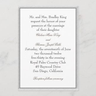 Soft Grey Border Wedding Invitation