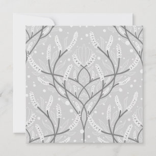 Soft Grey Botanical Vine Pattern Holiday Card