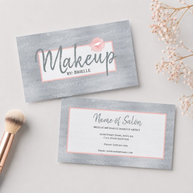 Soft Grey Makeup Artist Business Card (Creator Uploaded)