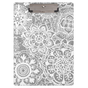 Soft Grey Mandala Pattern Clipboard