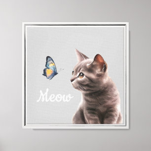 Soft Grey Meow Cat Canvas Print