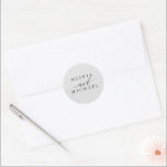 Soft Grey Modern Bride and Groom Names Wedding Classic Round Sticker<br><div class="desc">Soft light grey modern minimal wedding seals</div>