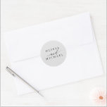 Soft Grey Modern Bride and Groom Names Wedding Classic Round Sticker<br><div class="desc">Soft light grey modern minimal wedding seals</div>
