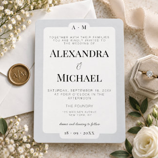 Soft Grey Modern Minimalist Typography Wedding Invitation