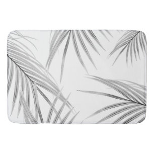 Soft Grey Palm Leaves Dream #1 #tropical #decor  Bath Mat