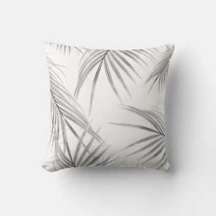 Soft Grey Palm Leaves Dream #1 #tropical #decor  Cushion