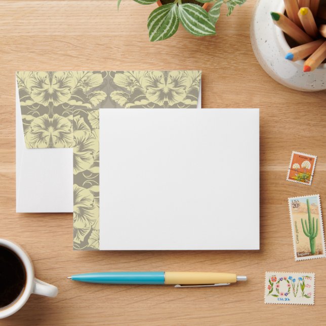 Soft Grey Pansies Art Nouveau Design Envelope (Desk)